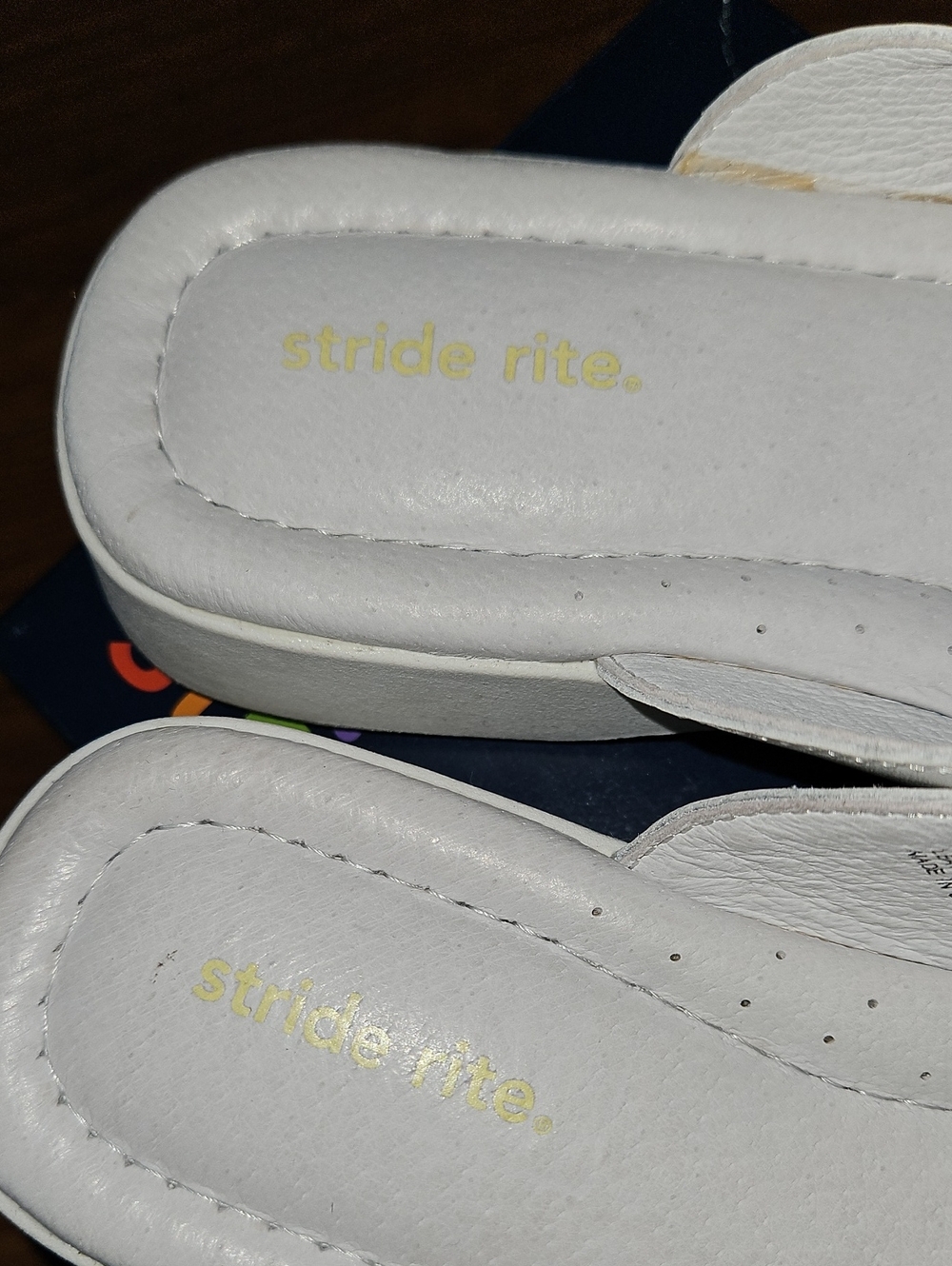 Stride Rite White Leather Sandal with Yellow and Light Green Flower Accents - Picture 5 of 12